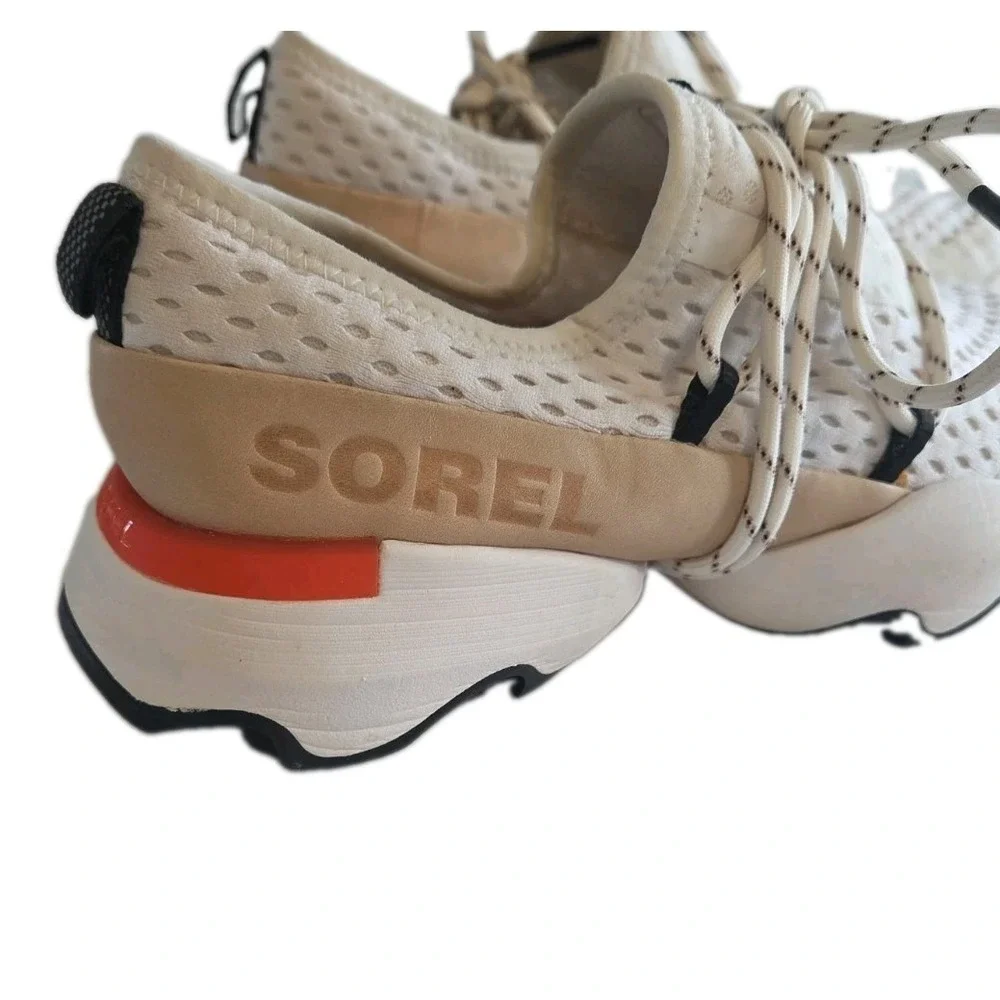 SOREL Kinetic Impact Lace Women's Sneaker Size 5 Cream Black Orange Mesh Lace-Up